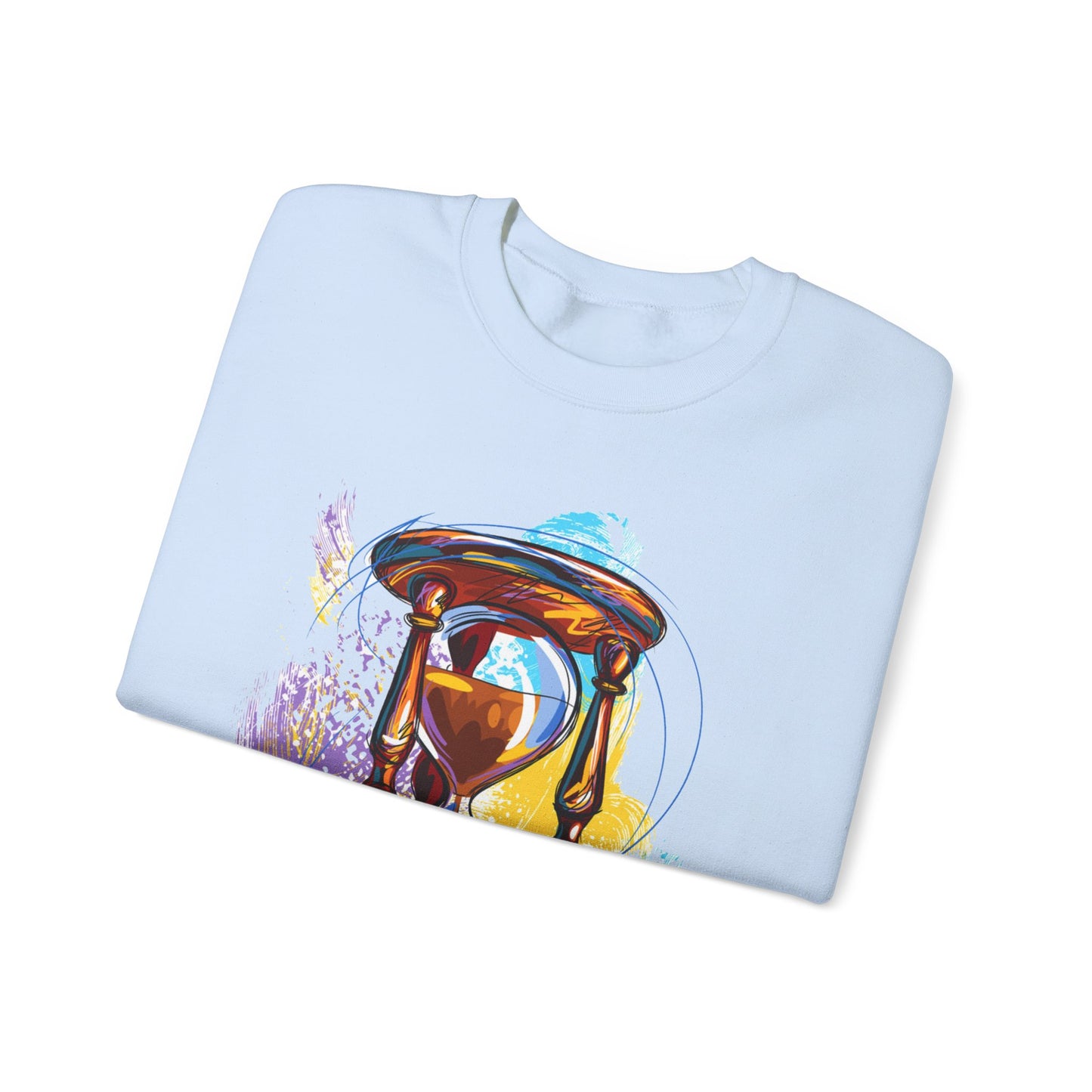 Unisex Heavy Blend Crewneck Sweatshirt, watercolor hourglass, colorful hourglass, time keeping, hourglass