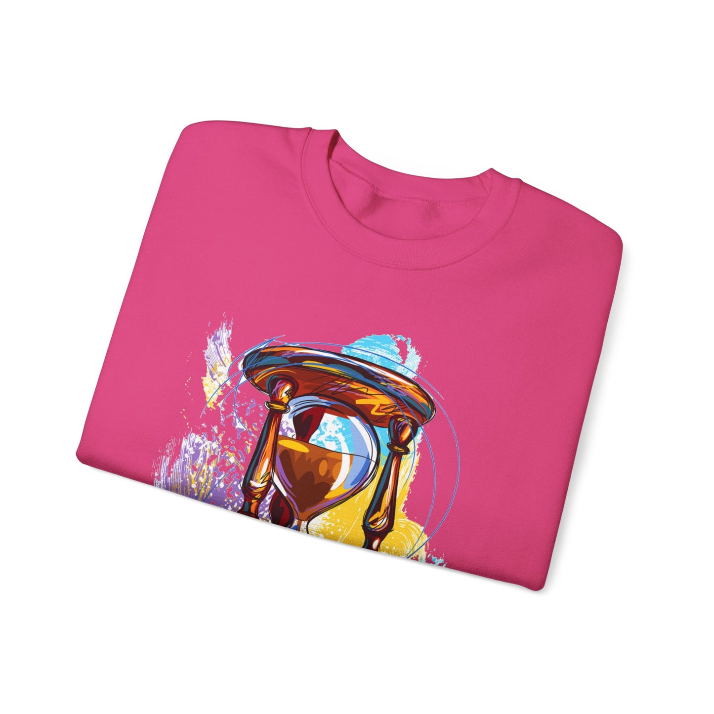 Unisex Heavy Blend Crewneck Sweatshirt, watercolor hourglass, colorful hourglass, time keeping, hourglass