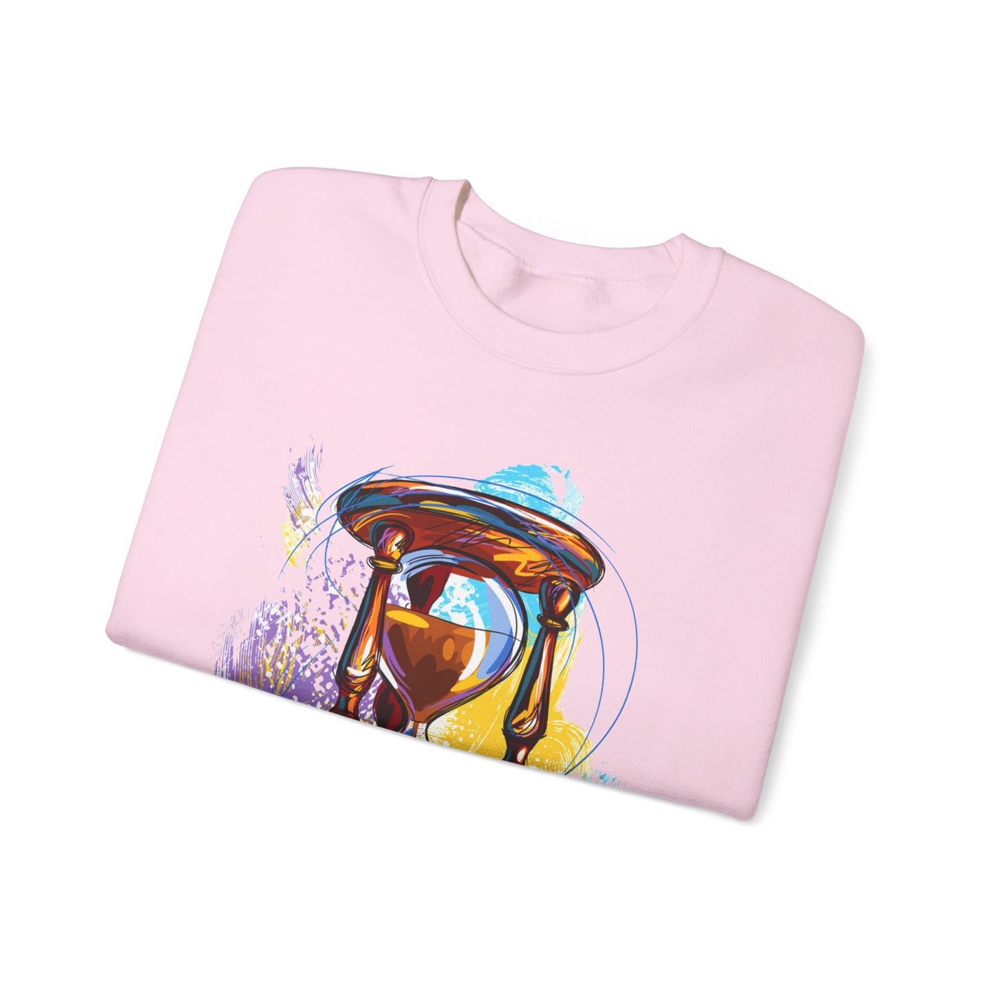 Unisex Heavy Blend Crewneck Sweatshirt, watercolor hourglass, colorful hourglass, time keeping, hourglass