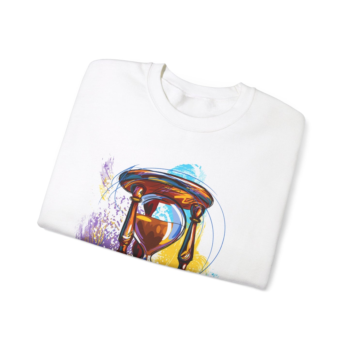 Unisex Heavy Blend Crewneck Sweatshirt, watercolor hourglass, colorful hourglass, time keeping, hourglass