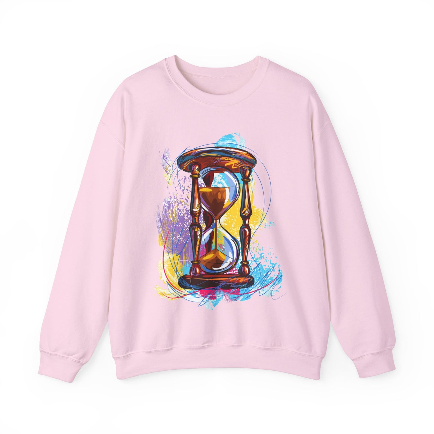 Unisex Heavy Blend Crewneck Sweatshirt, watercolor hourglass, colorful hourglass, time keeping, hourglass