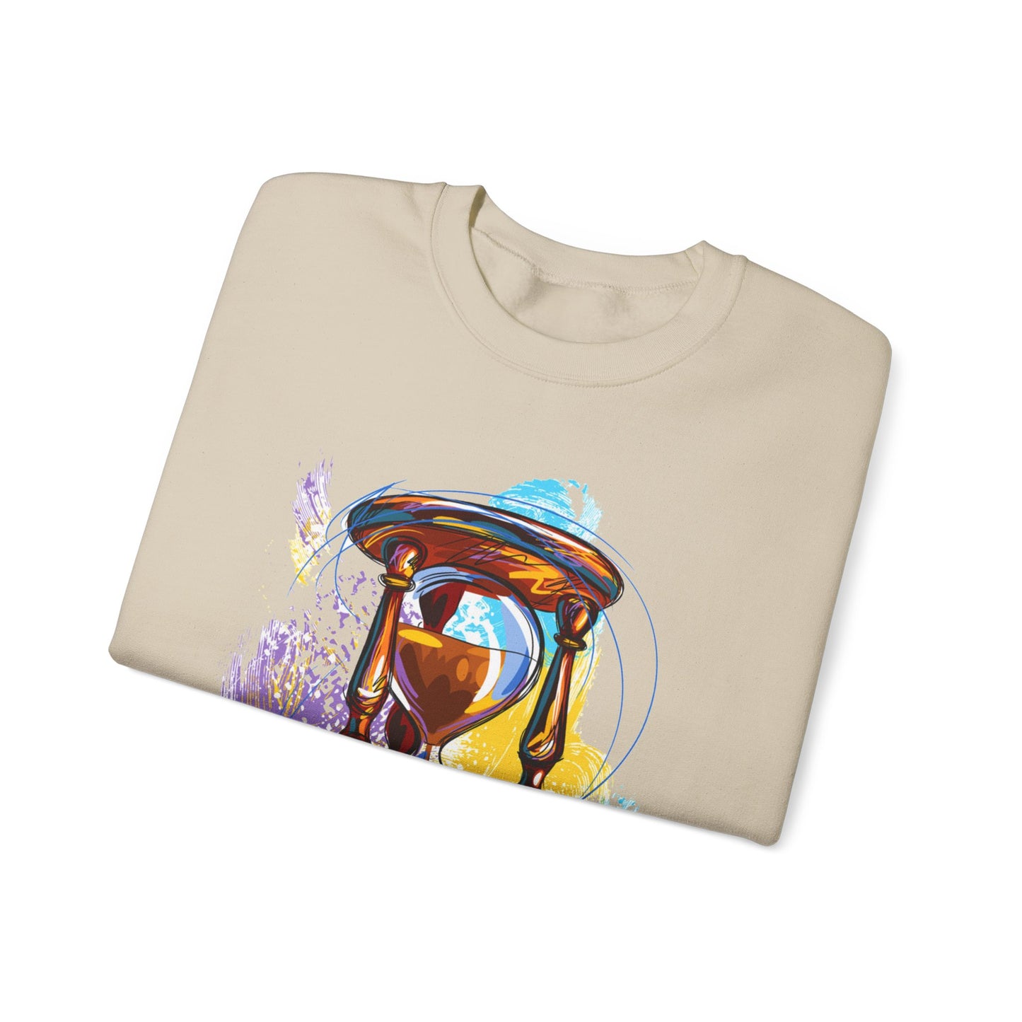 Unisex Heavy Blend Crewneck Sweatshirt, watercolor hourglass, colorful hourglass, time keeping, hourglass