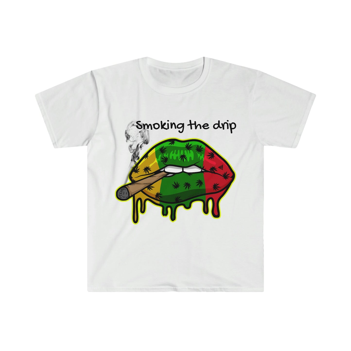 Unisex Softstyle T-Shirt, lips, weed, smoke