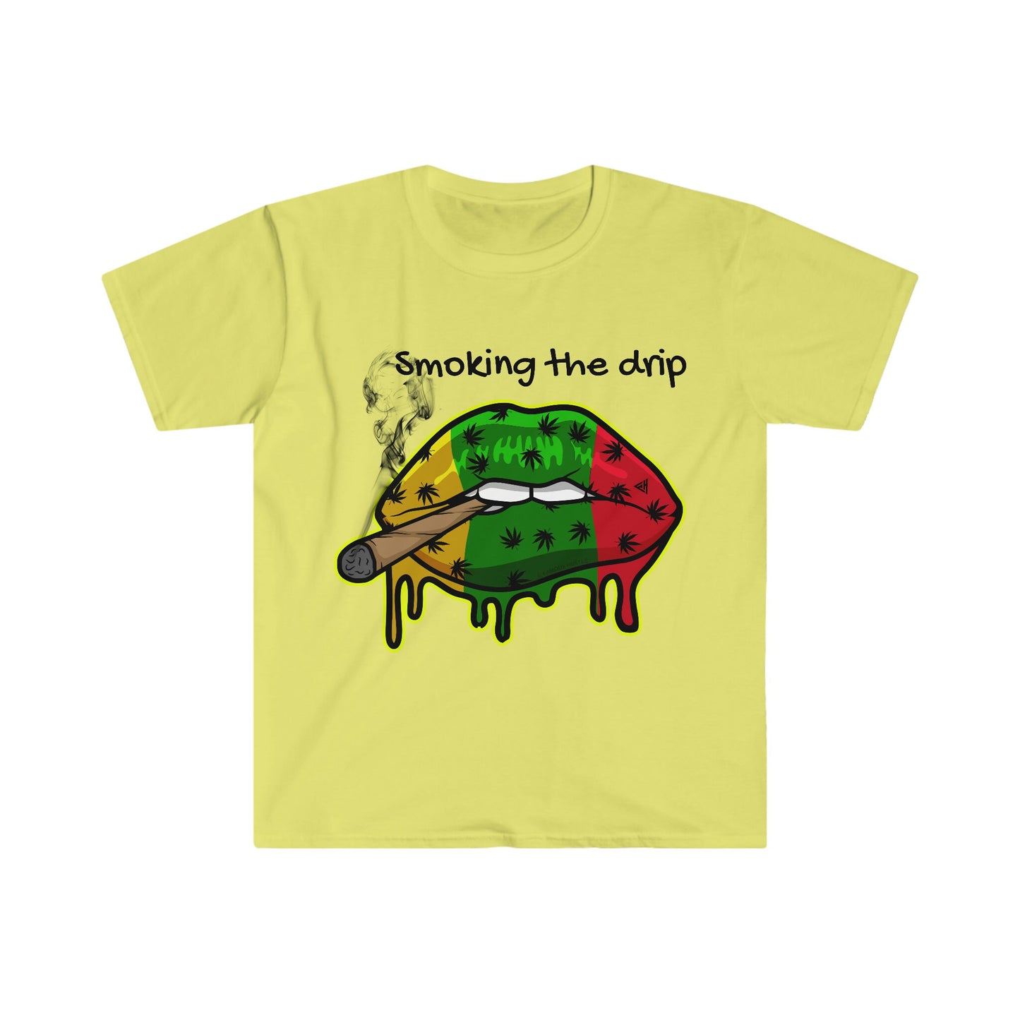 Unisex Softstyle T-Shirt, lips, weed, smoke