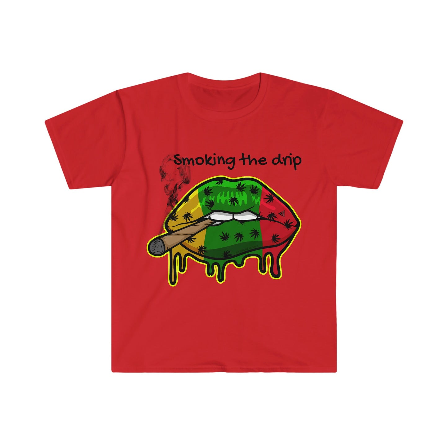 Unisex Softstyle T-Shirt, lips, weed, smoke