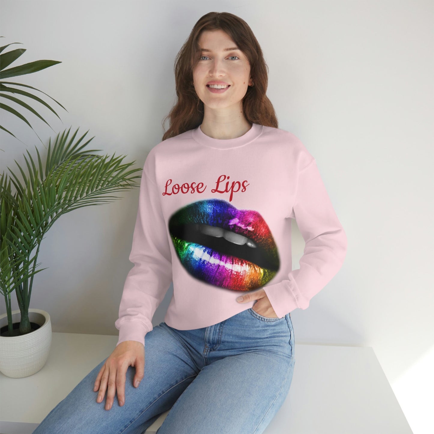 Sweatshirt Rainbow Lips, Loose Lips