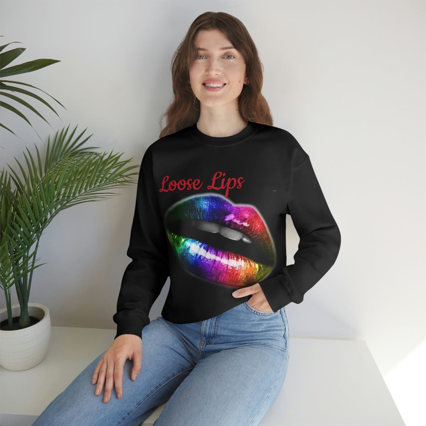 Sweatshirt Rainbow Lips, Loose Lips