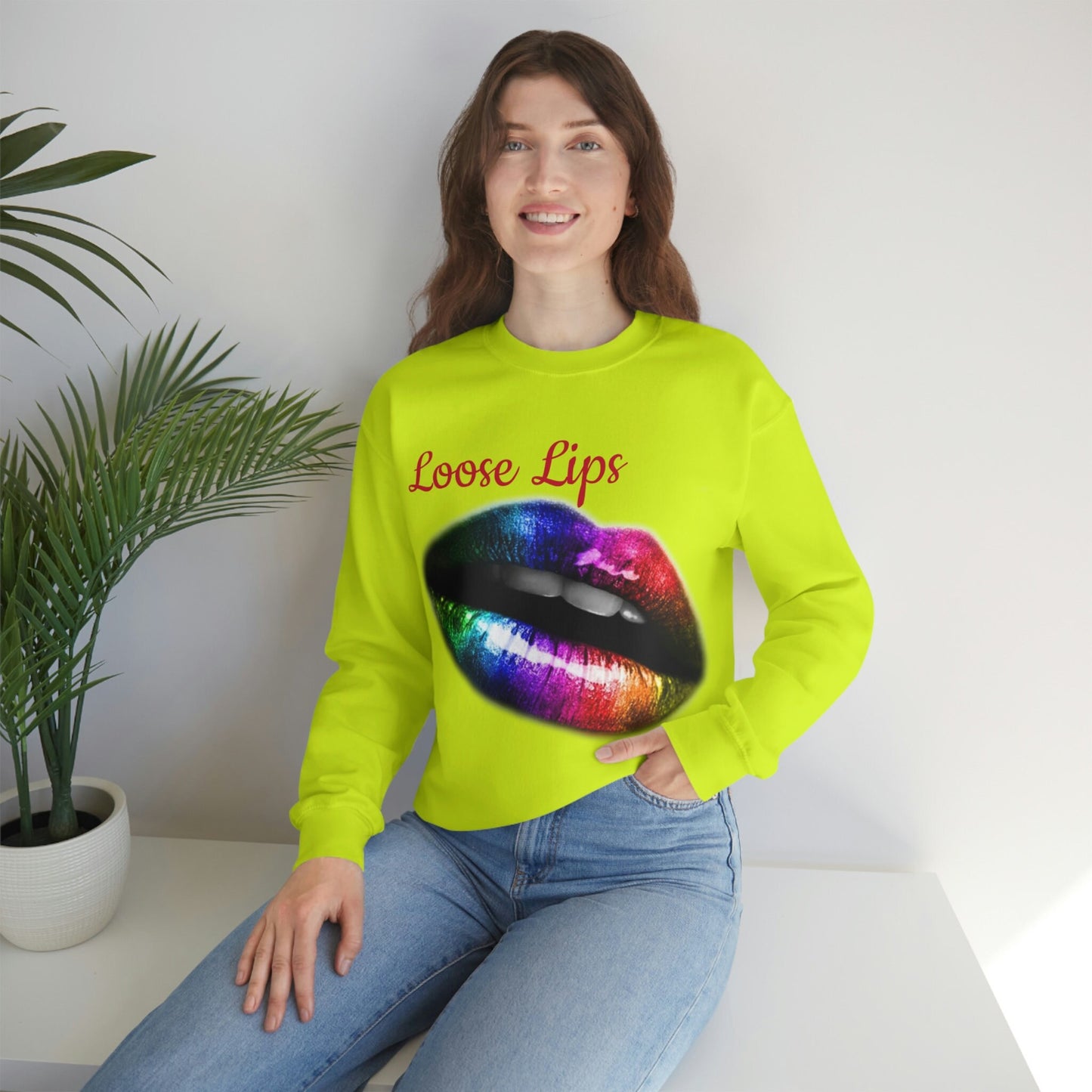 Sweatshirt Rainbow Lips, Loose Lips