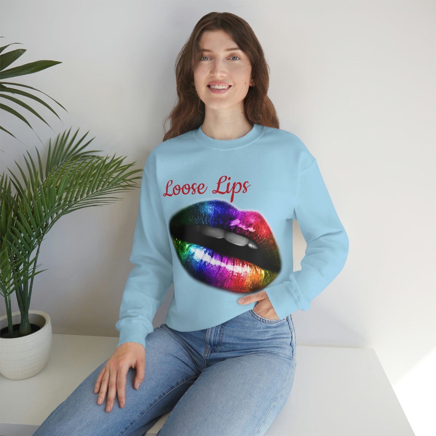 Sweatshirt Rainbow Lips, Loose Lips