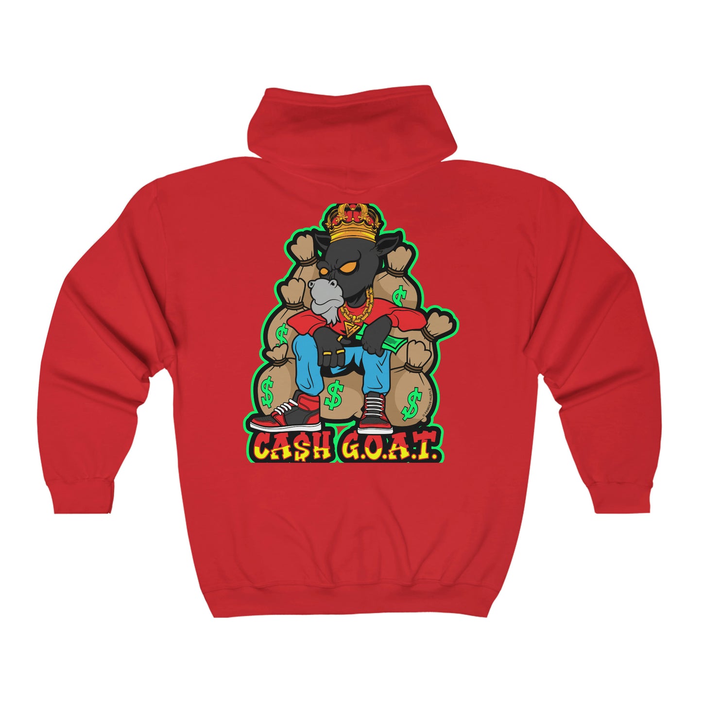 Unisex Heavy Blend Full Zip Hooded Sweatshirt, Greatest of all time, GOAT, Hoodie Red, Drip