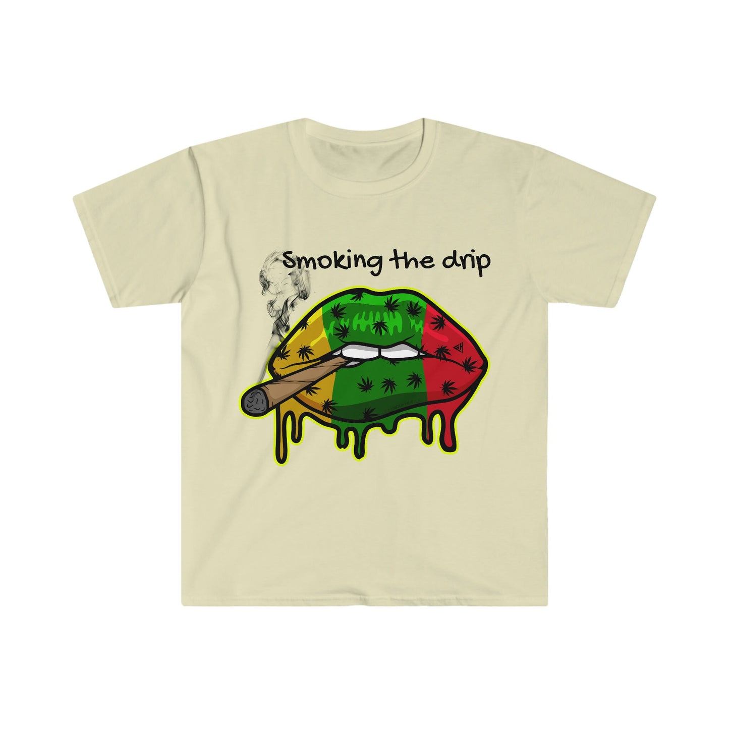 Unisex Softstyle T-Shirt, lips, weed, smoke