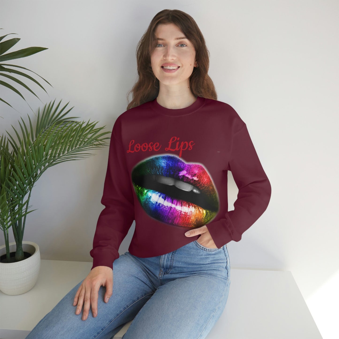 Sweatshirt Rainbow Lips, Loose Lips