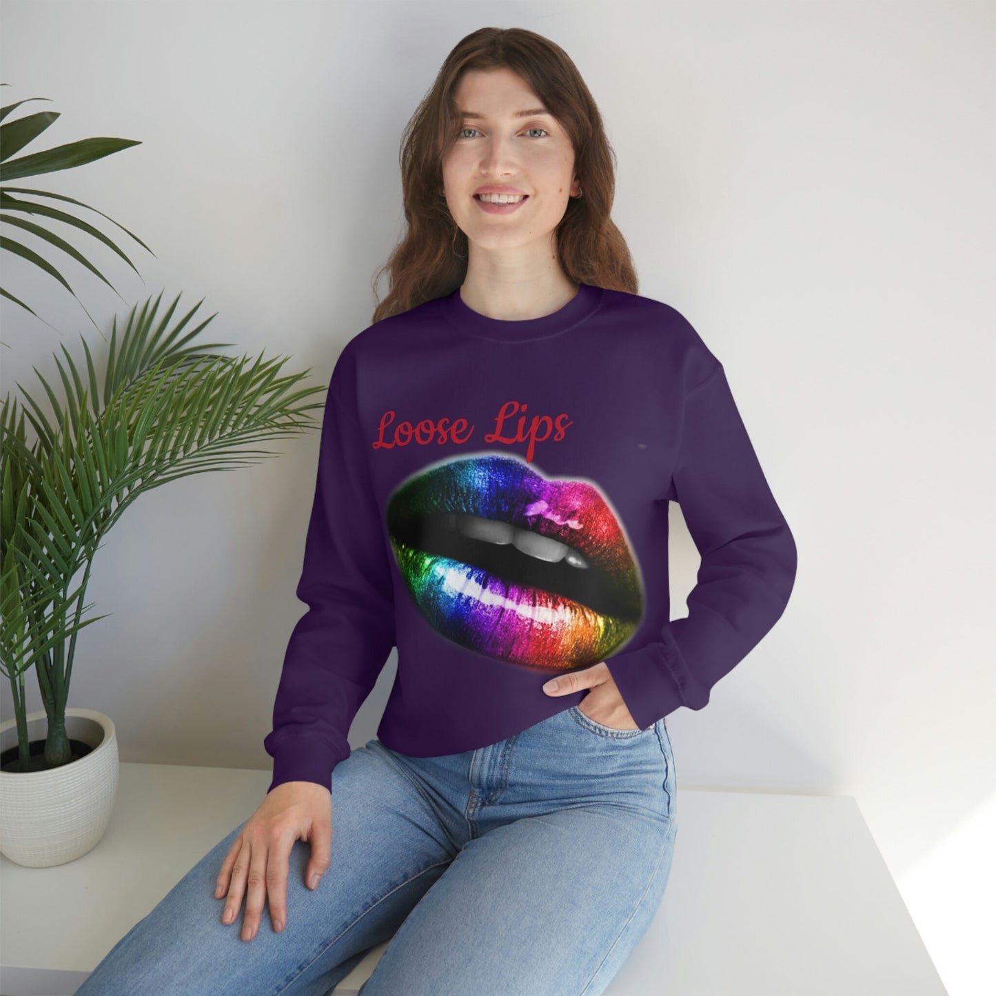 Sweatshirt Rainbow Lips, Loose Lips