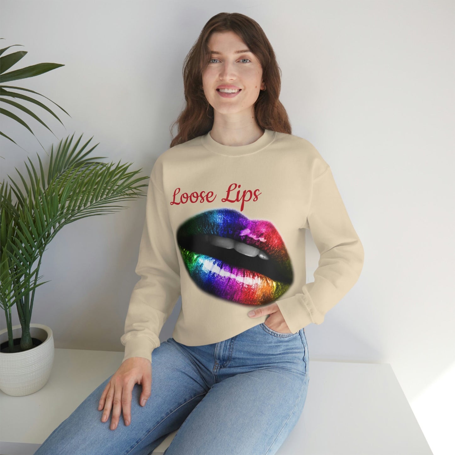 Sweatshirt Rainbow Lips, Loose Lips