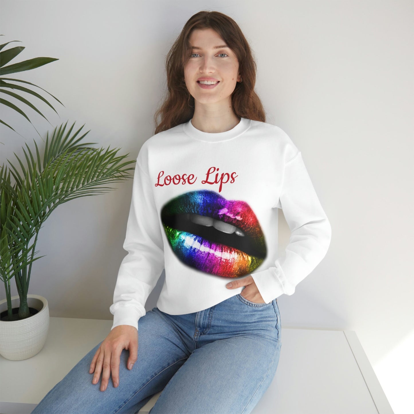Sweatshirt Rainbow Lips, Loose Lips