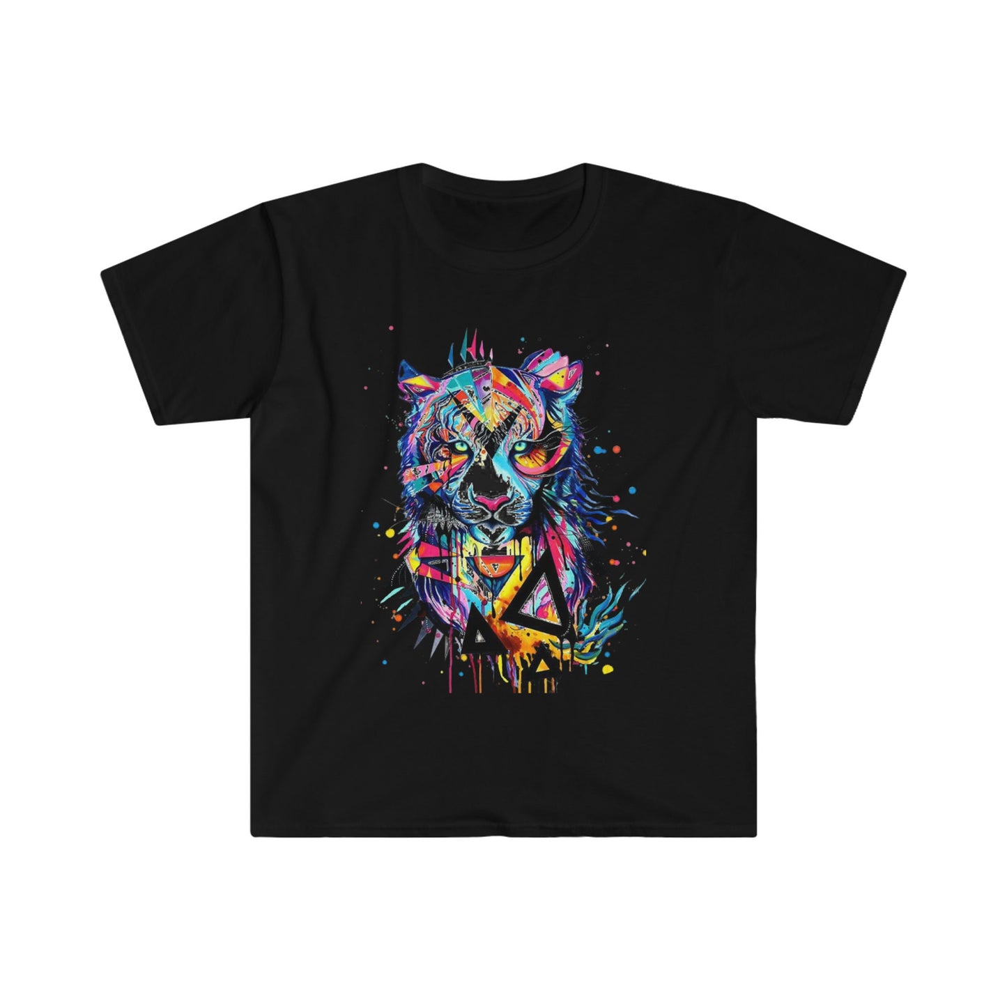 Unisex Softstyle T-Shirt, colorful tiger, watercolor animal, vibrant tiger