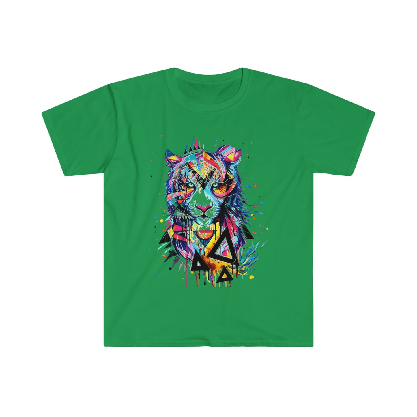Unisex Softstyle T-Shirt, colorful tiger, watercolor animal, vibrant tiger