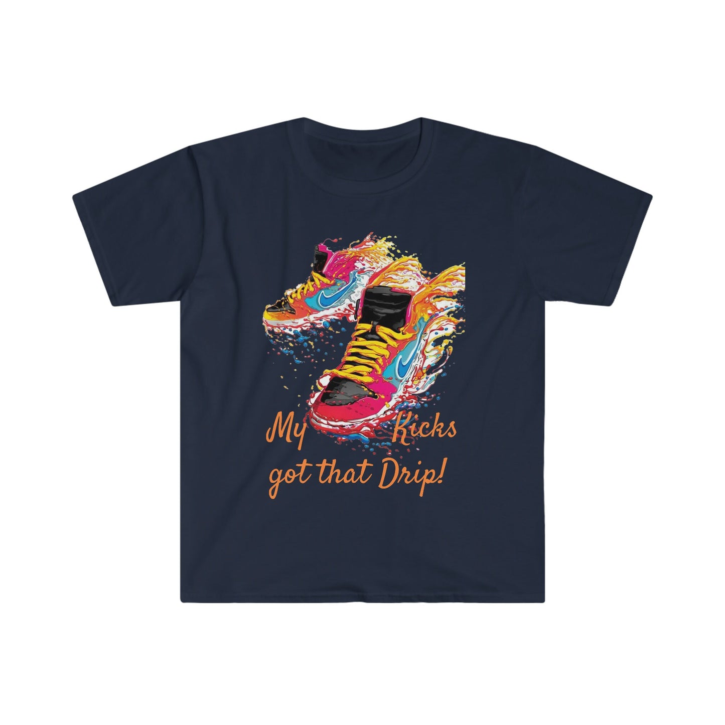 Unisex Softstyle T-Shirt, Dripping kicks, fresh kicks, sneakers, colorful sneakers, bright colors nikes