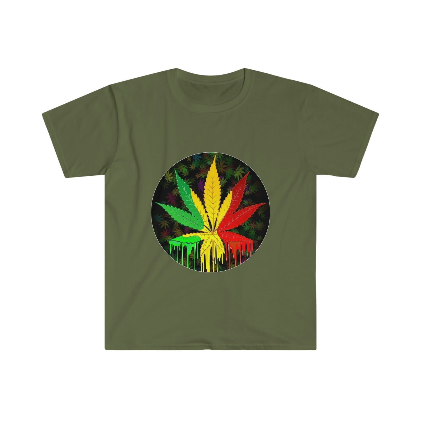 Unisex Softstyle T-Shirt, Dripping color, dripping weed,