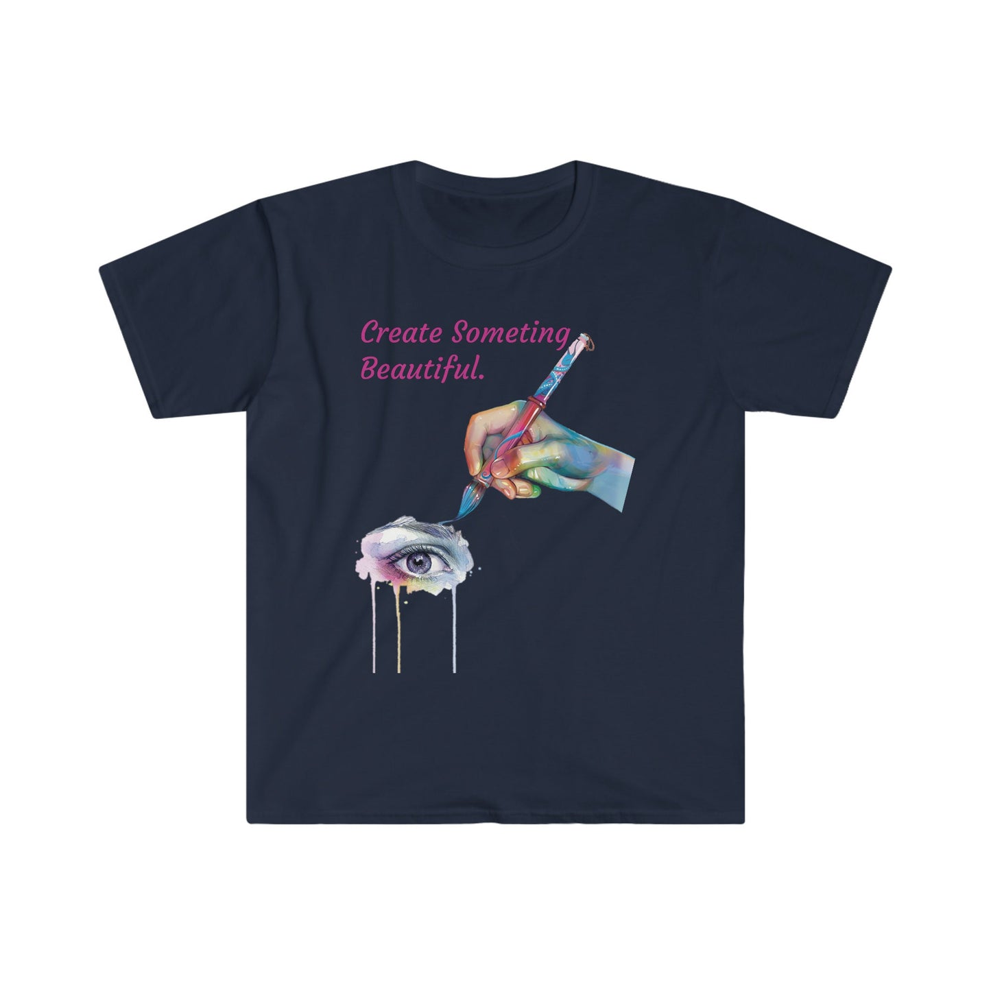 Unisex Softstyle T-Shirt, Watercolor Painting, watercolor eye, paintbrush, Dripping eye, drip paint
