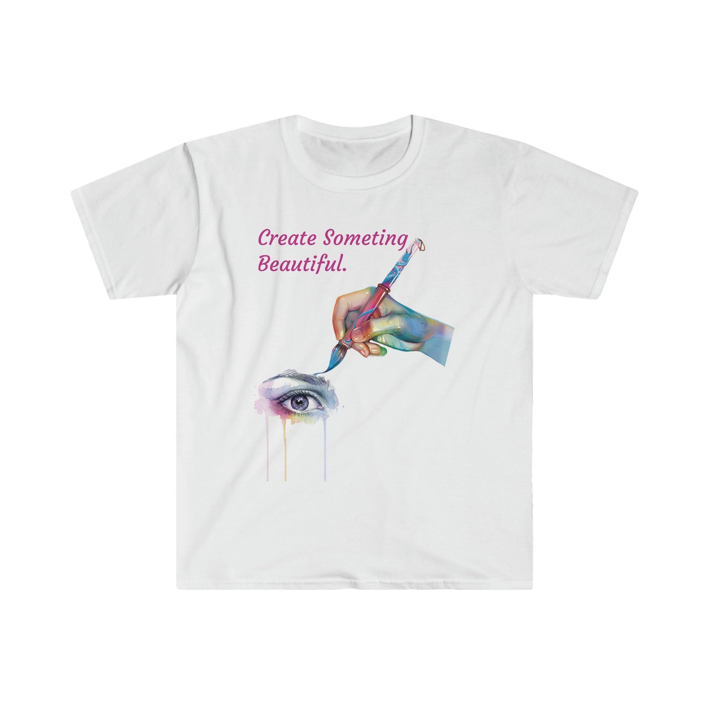 Unisex Softstyle T-Shirt, Watercolor Painting, watercolor eye, paintbrush, Dripping eye, drip paint