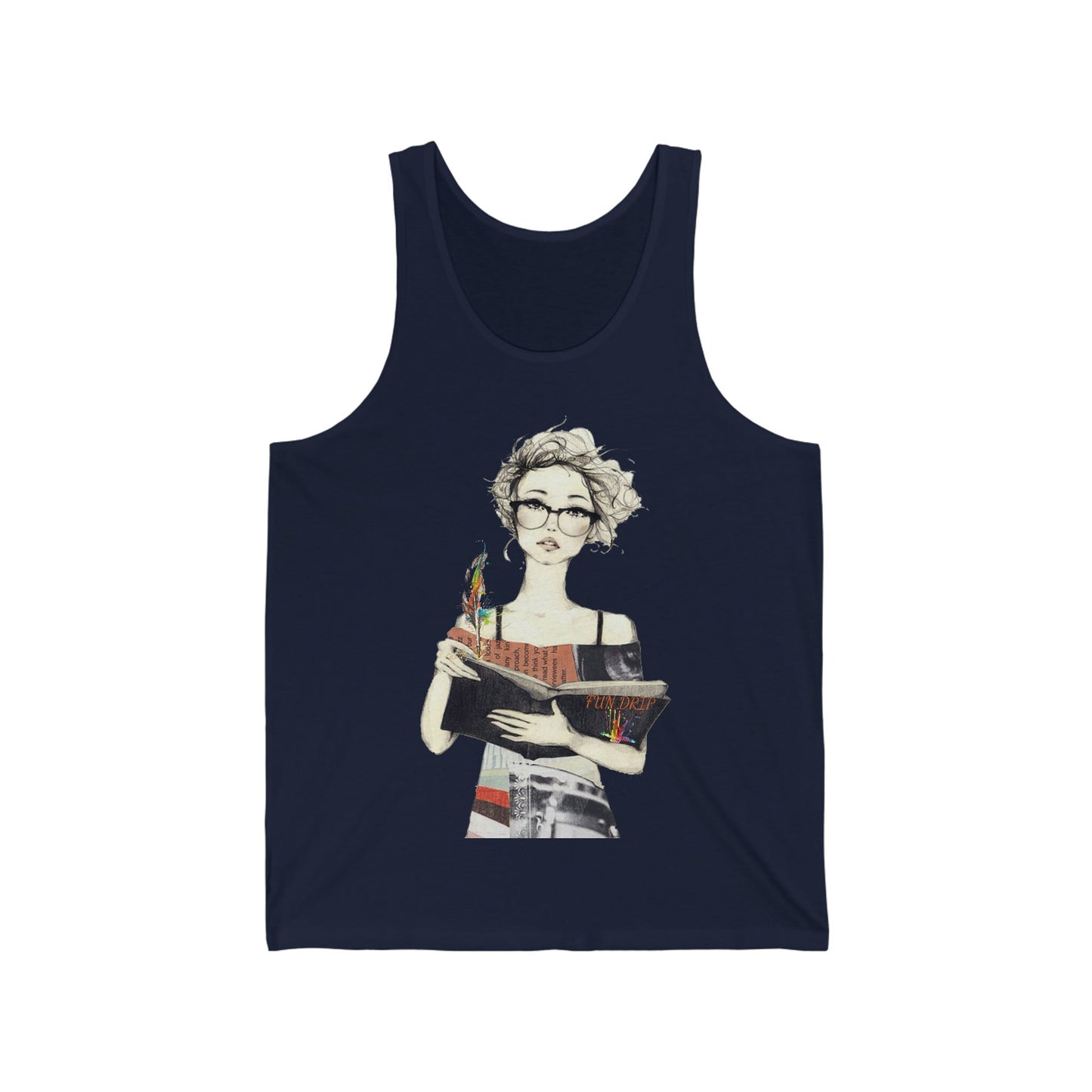 Unisex Jersey Tank, Reading, girl reading a book, books, Reading