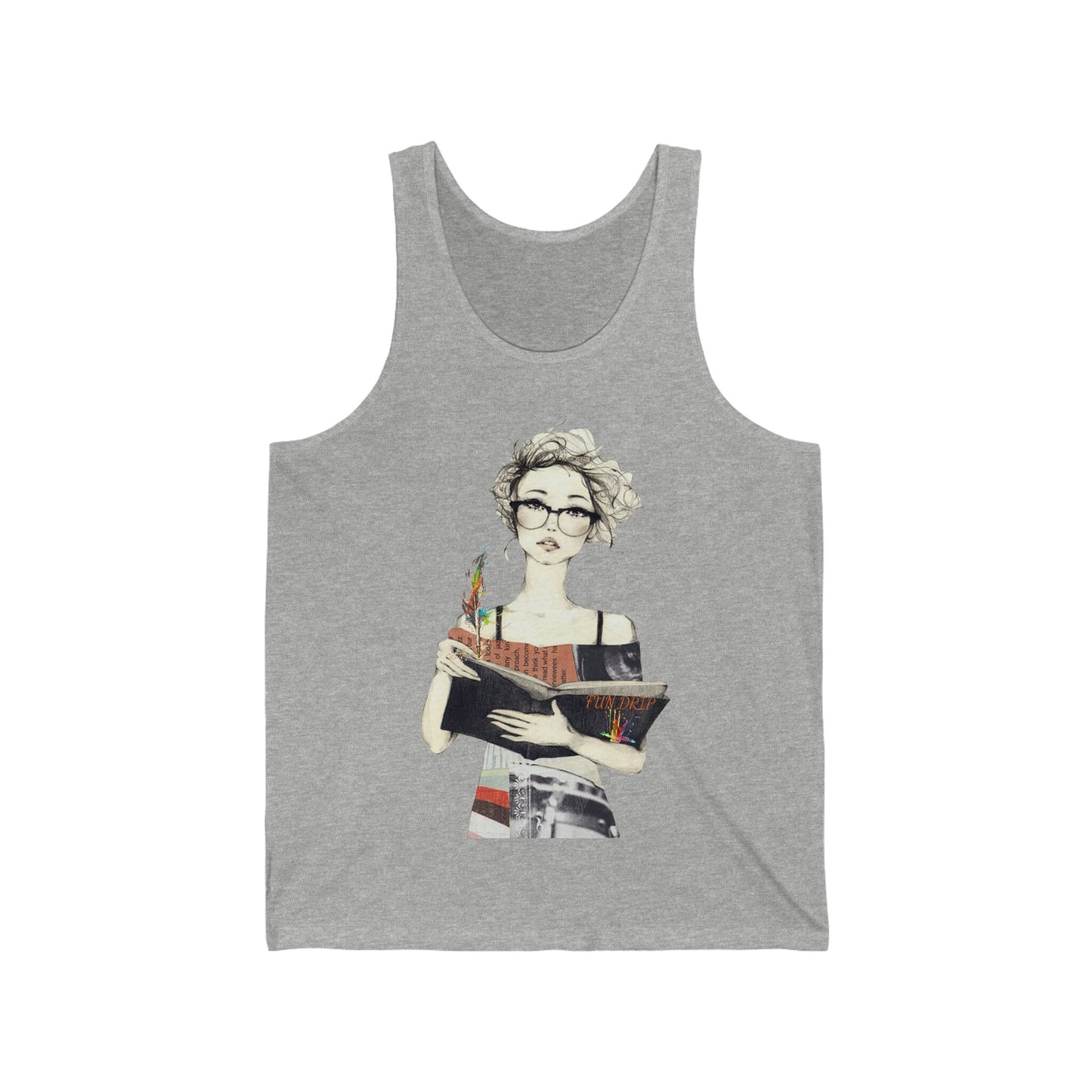 Unisex Jersey Tank, Reading, girl reading a book, books, Reading