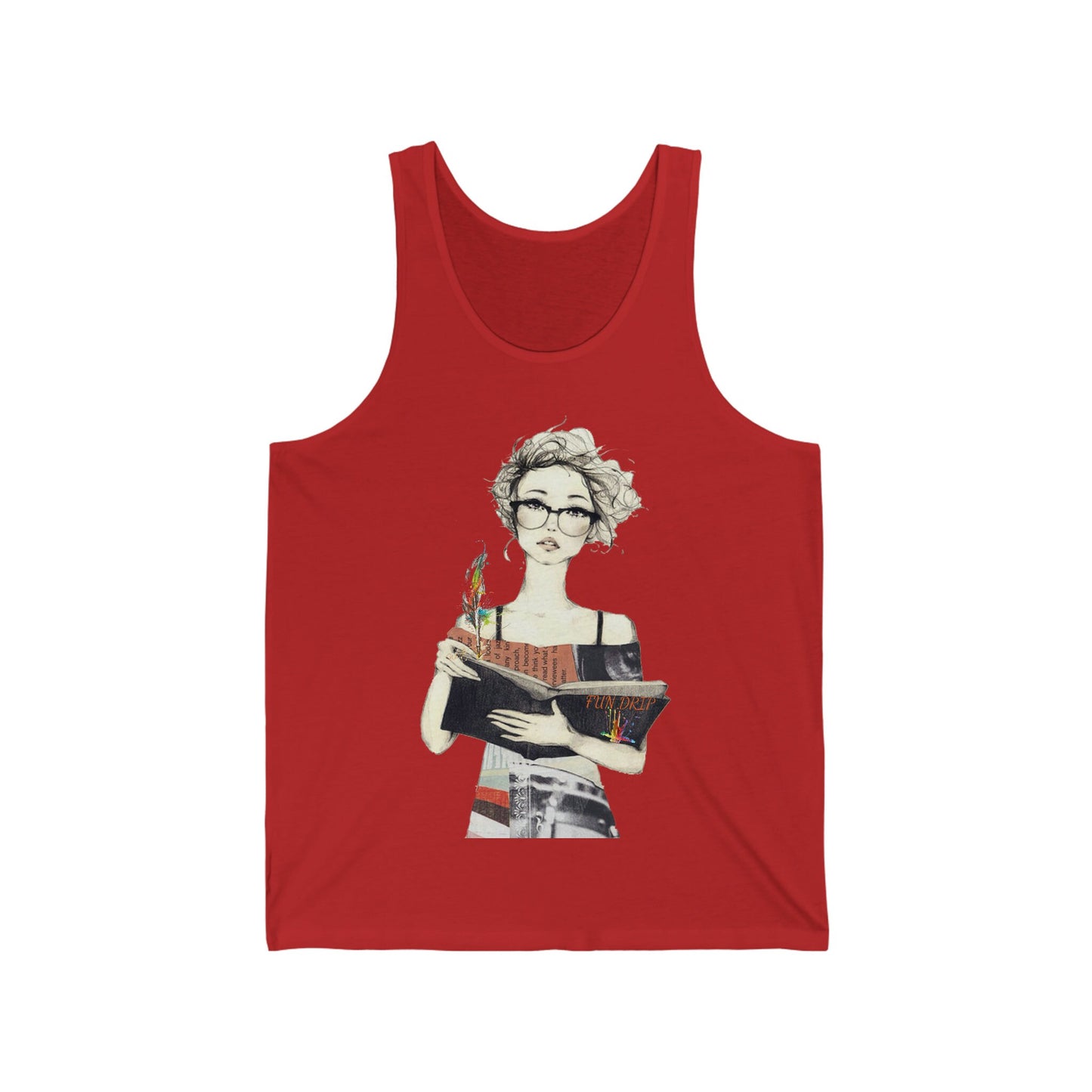 Unisex Jersey Tank, Reading, girl reading a book, books, Reading