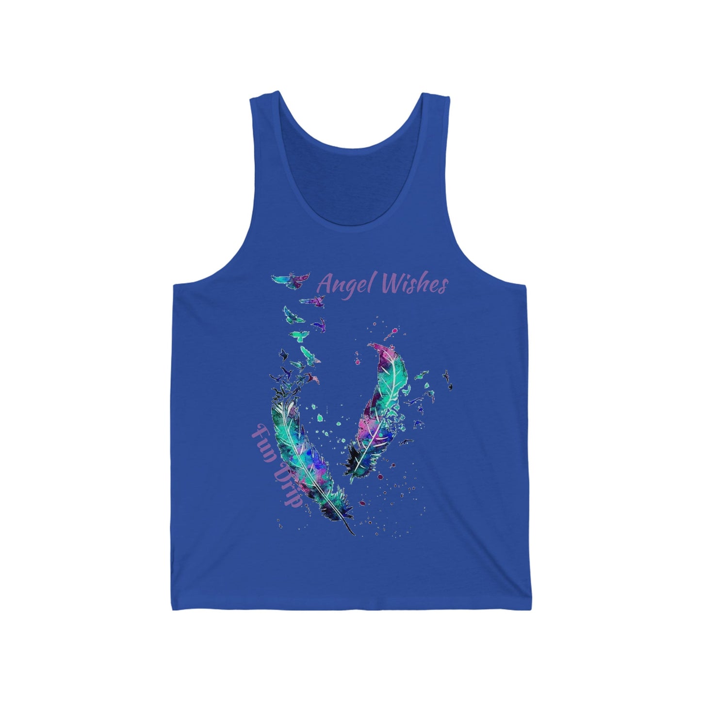 Unisex Jersey Tank, Feather, colorful birds, flock birds, angel wings, colorful feather,