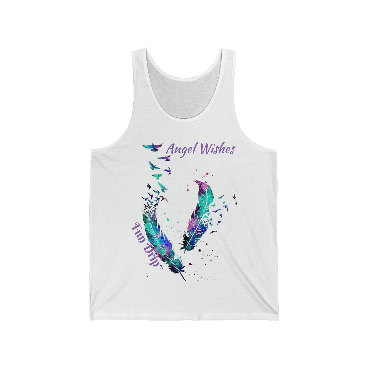 Unisex Jersey Tank, Feather, colorful birds, flock birds, angel wings, colorful feather,