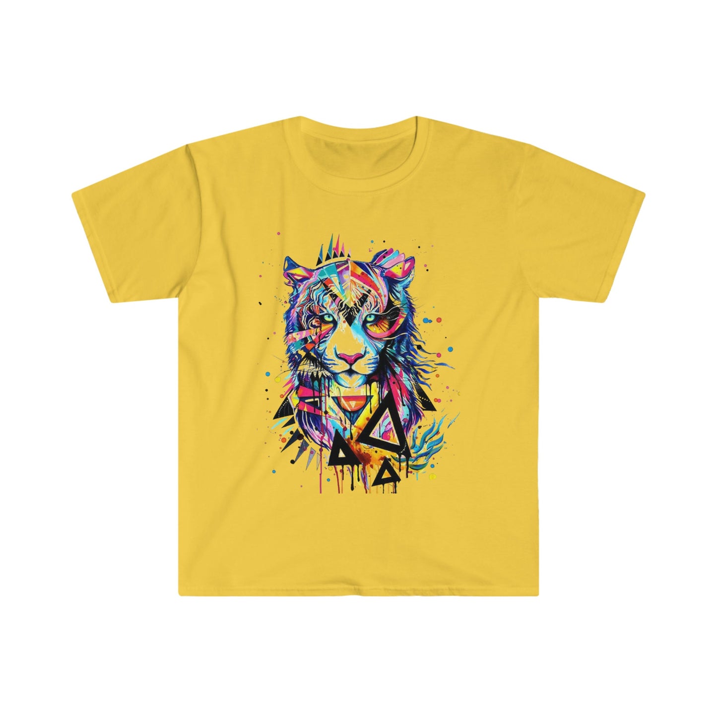 Unisex Softstyle T-Shirt, colorful tiger, watercolor animal, vibrant tiger