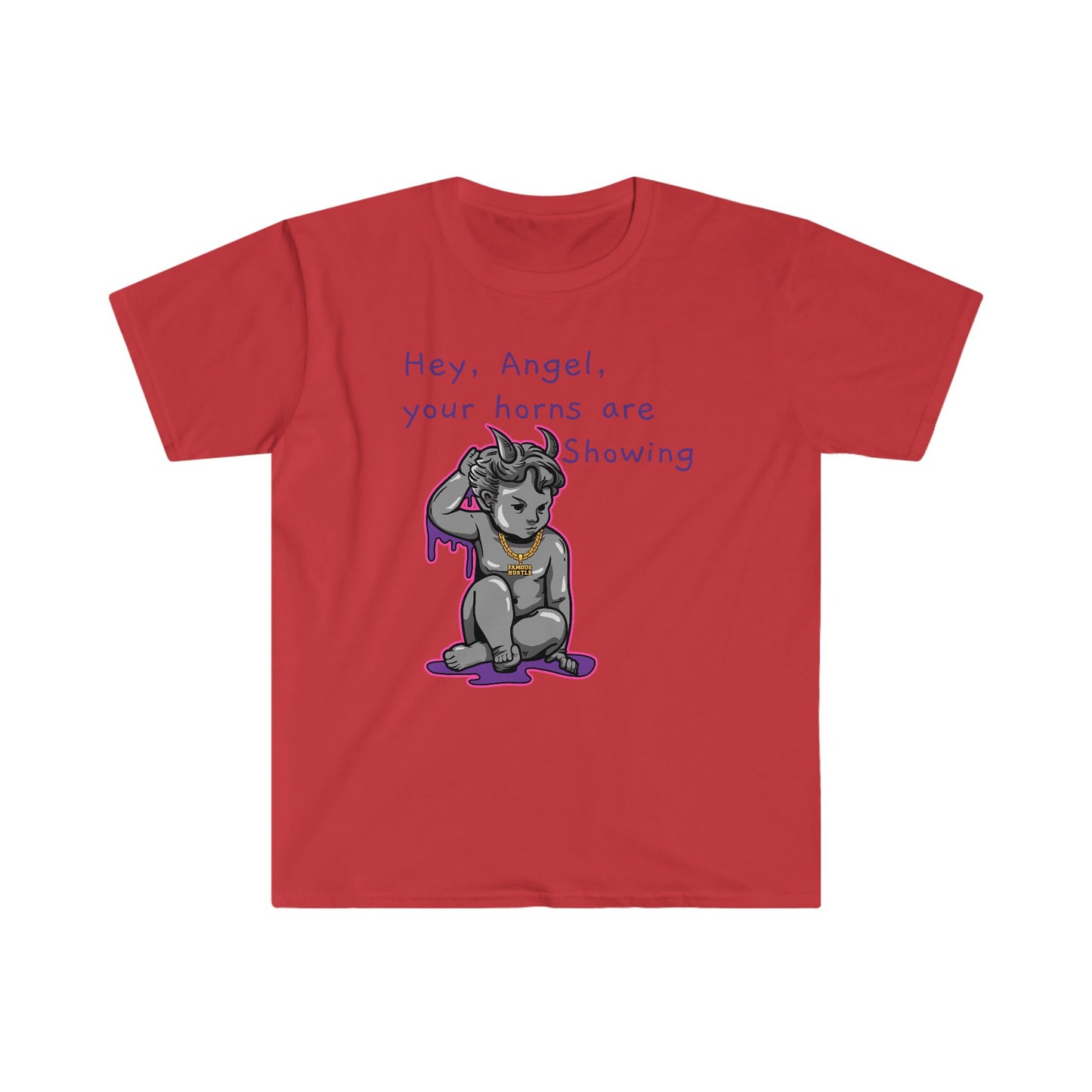 Unisex Softstyle T-Shirt, Horns, demon, gangster, statue, hustle