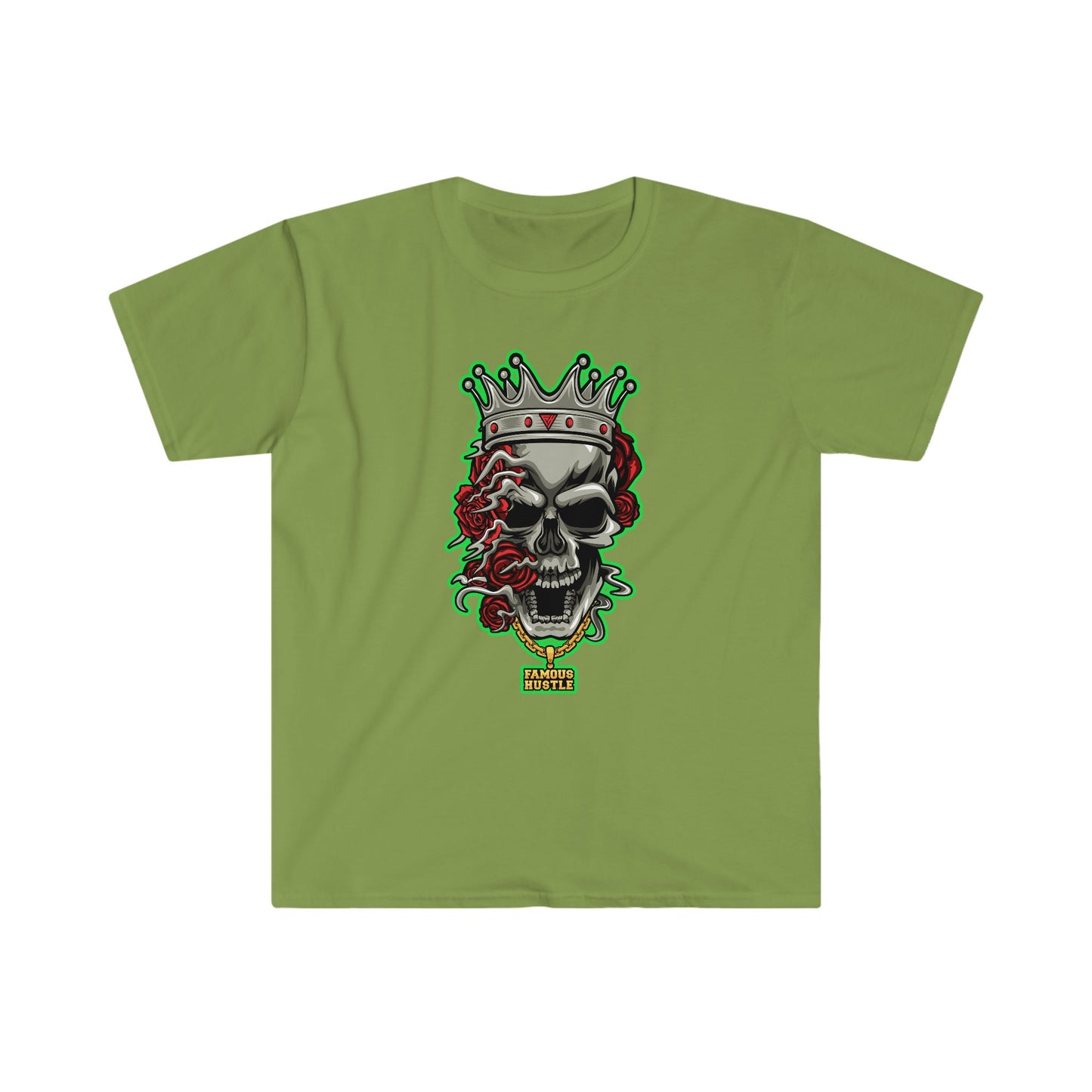 Unisex Softstyle T-Shirt, skull, roses, hustle, famous, flower, rose
