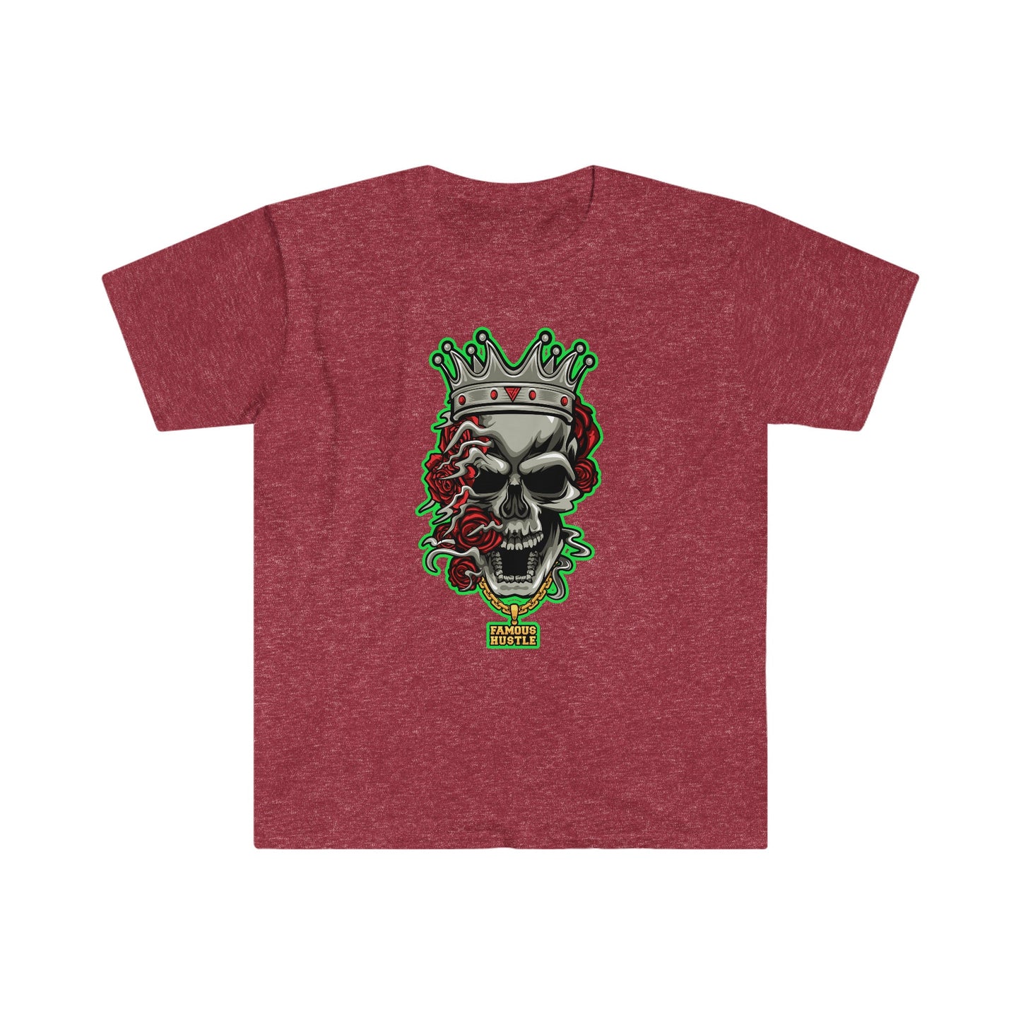 Unisex Softstyle T-Shirt, skull, roses, hustle, famous, flower, rose