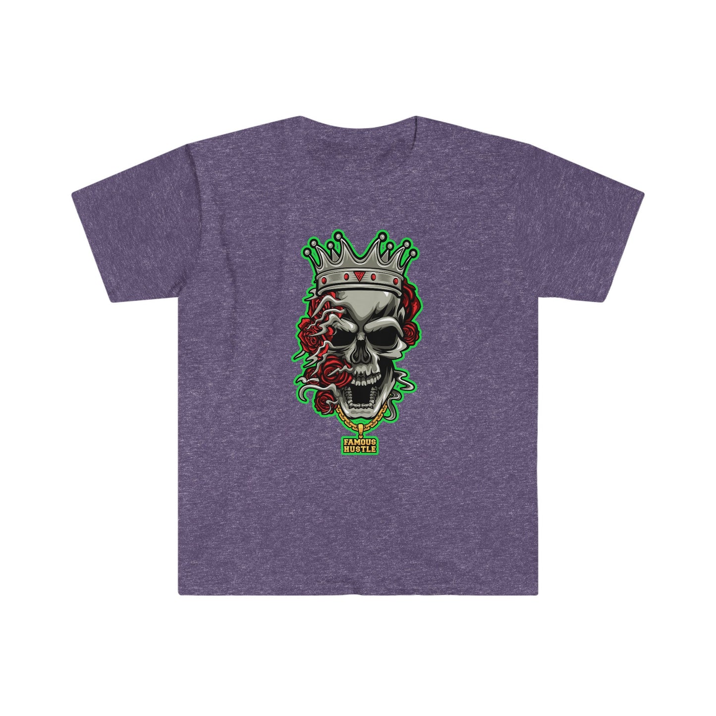 Unisex Softstyle T-Shirt, skull, roses, hustle, famous, flower, rose
