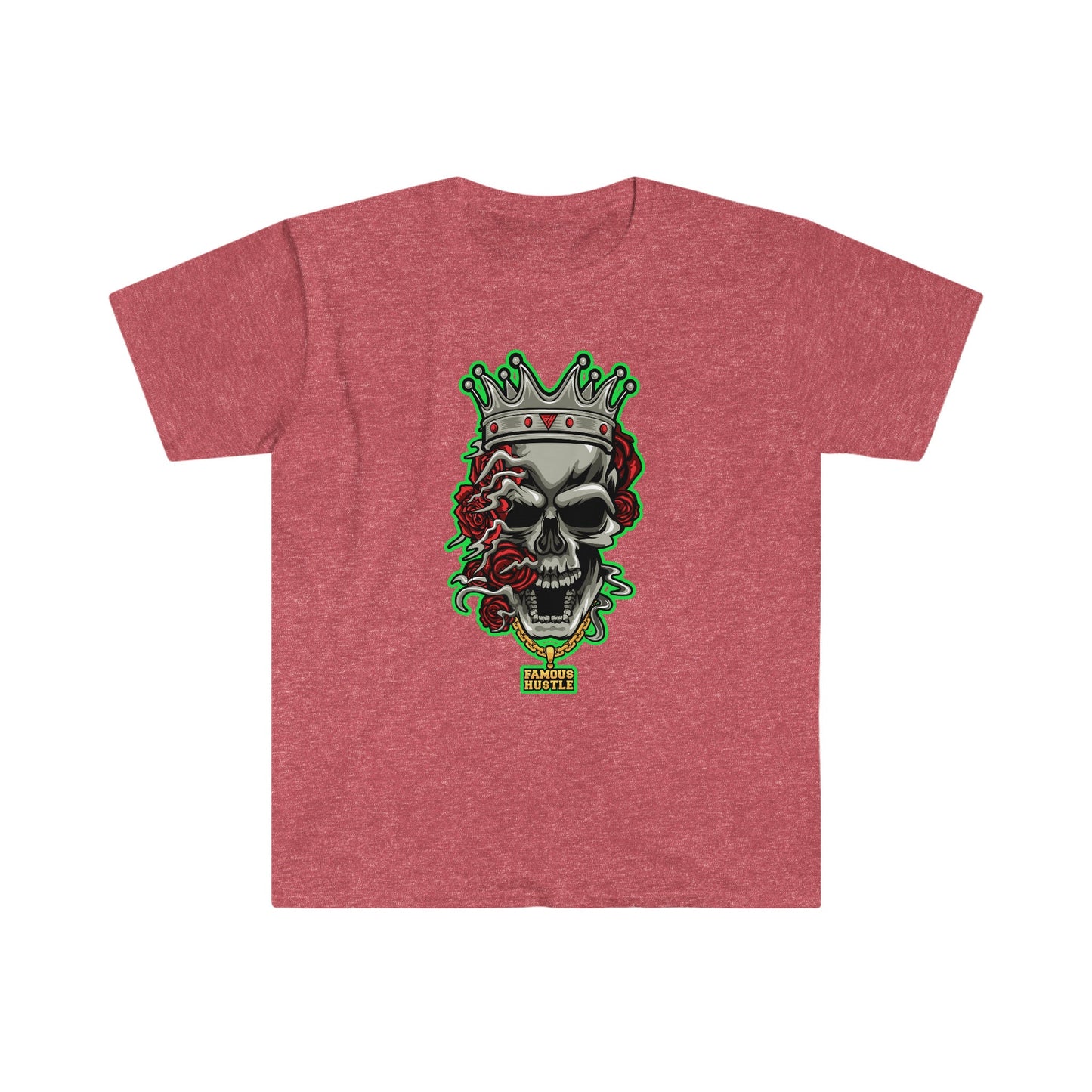Unisex Softstyle T-Shirt, skull, roses, hustle, famous, flower, rose
