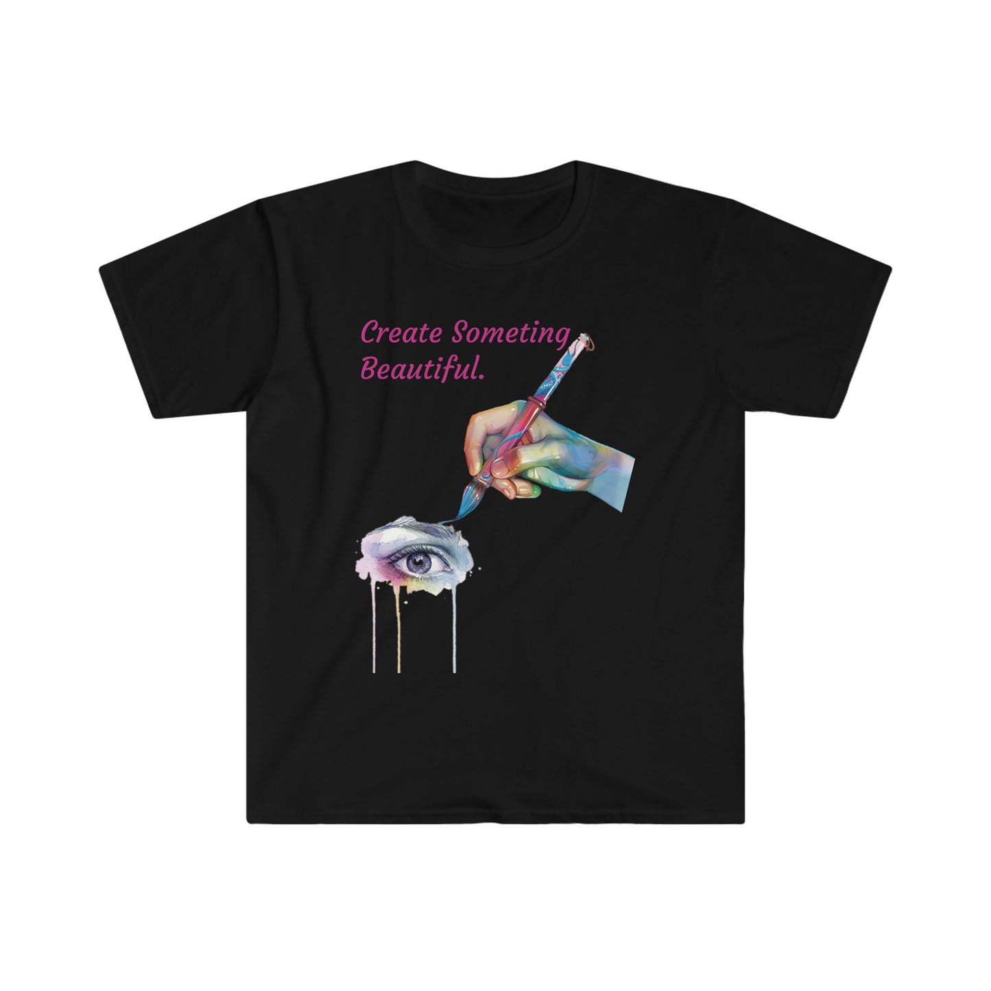 Unisex Softstyle T-Shirt, Watercolor Painting, watercolor eye, paintbrush, Dripping eye, drip paint