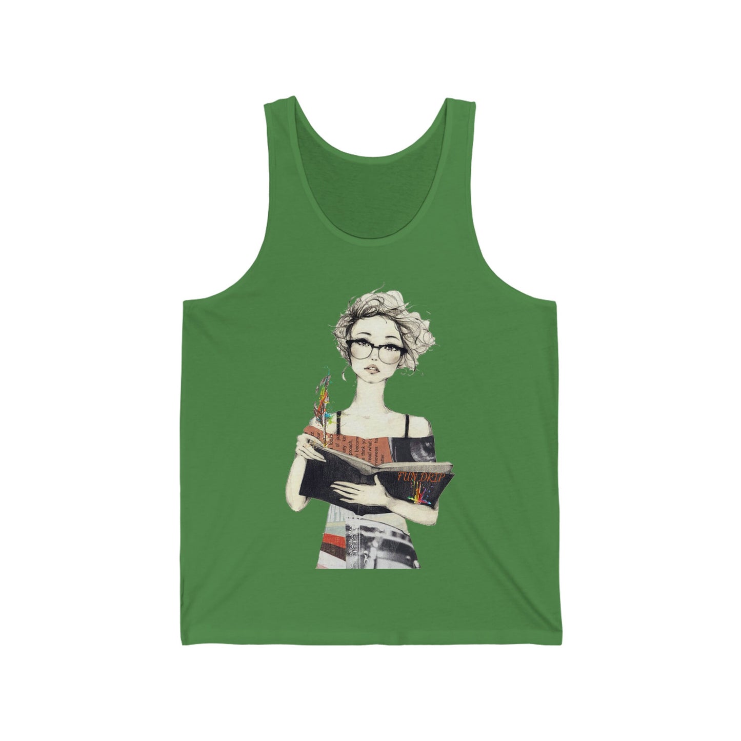 Unisex Jersey Tank, Reading, girl reading a book, books, Reading