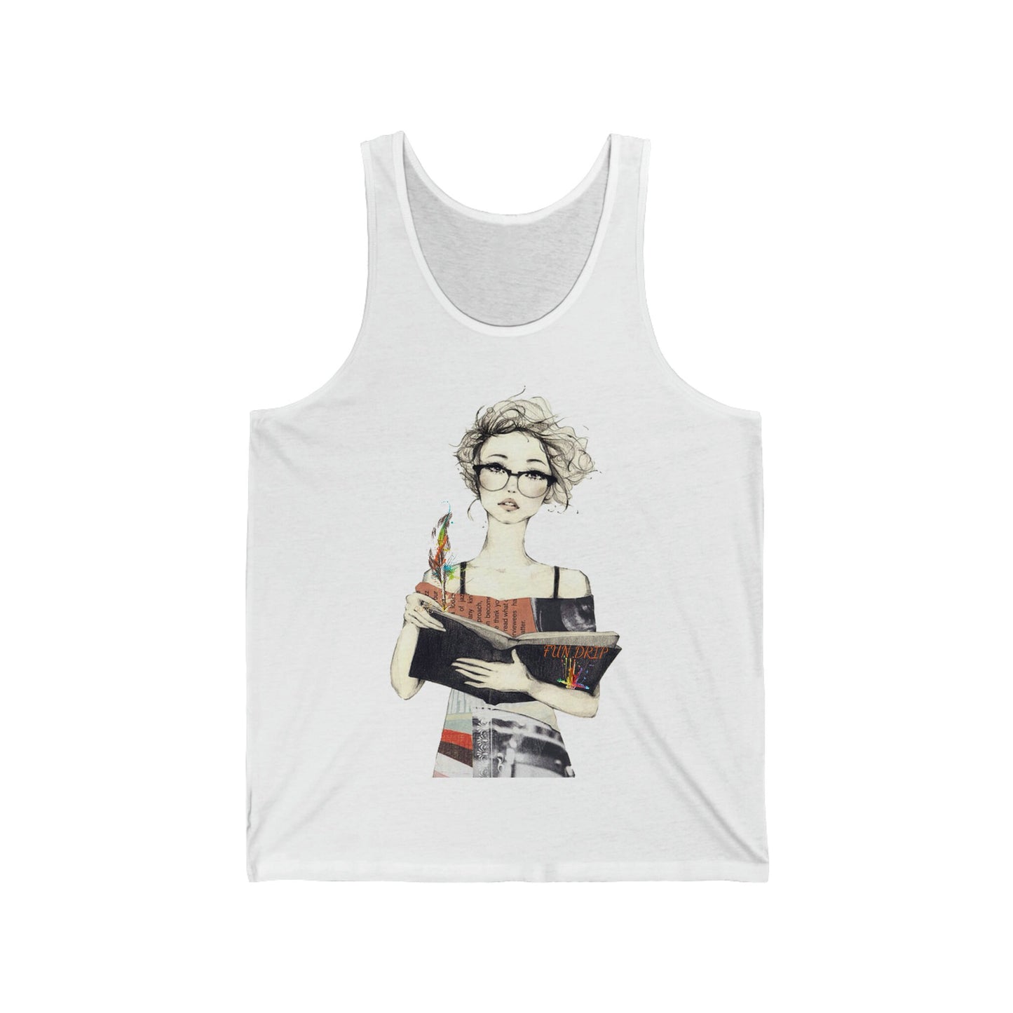 Unisex Jersey Tank, Reading, girl reading a book, books, Reading