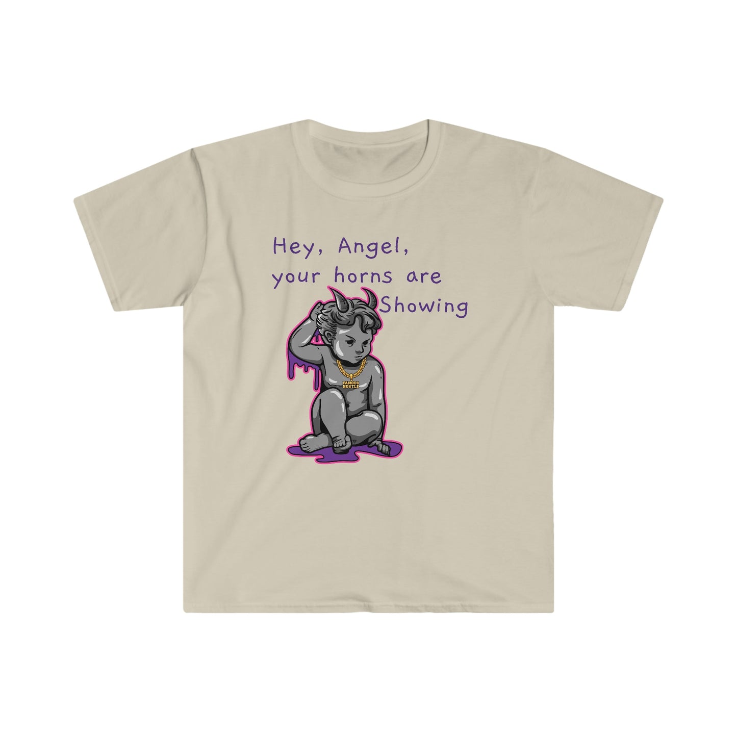 Unisex Softstyle T-Shirt, Horns, demon, gangster, statue, hustle