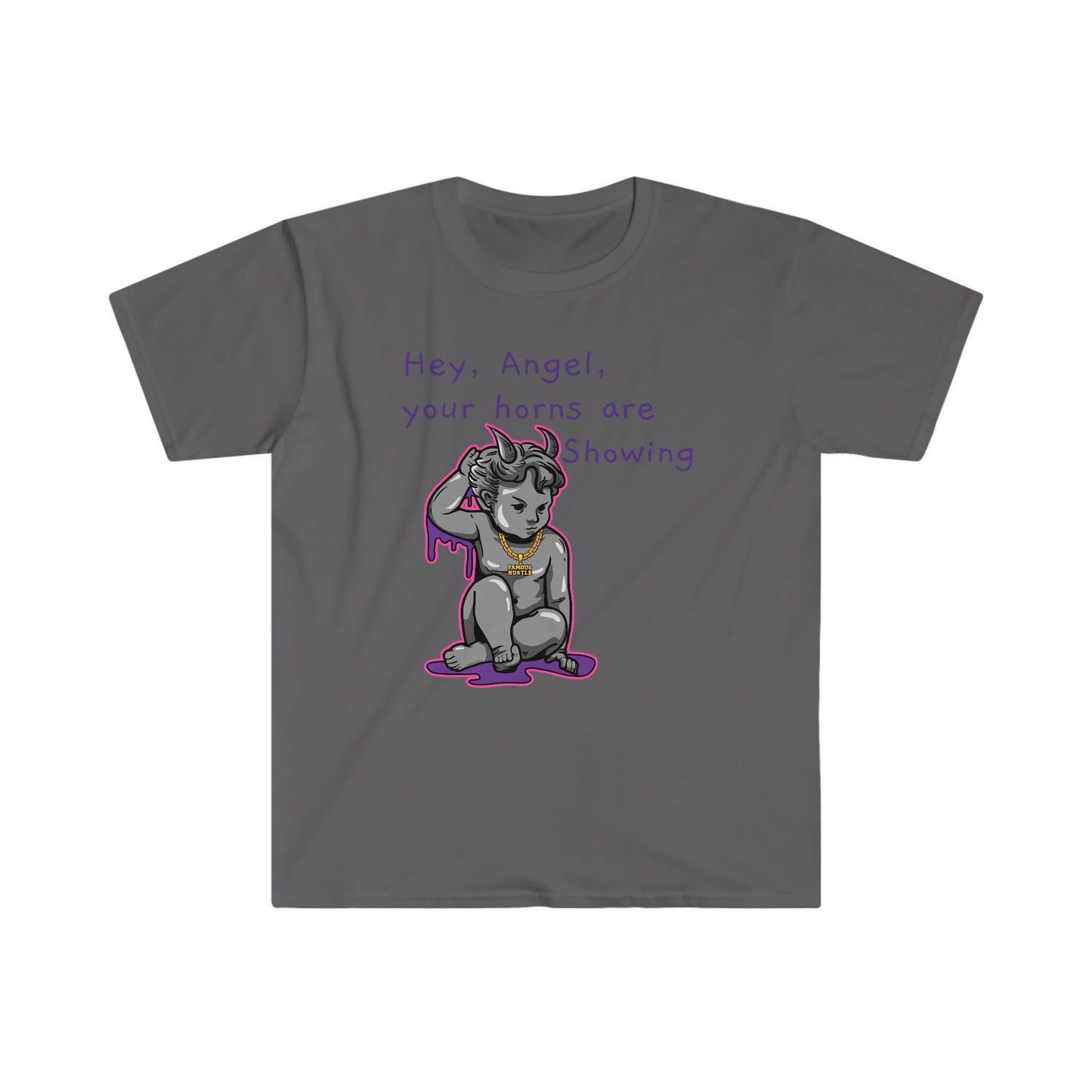 Unisex Softstyle T-Shirt, Horns, demon, gangster, statue, hustle