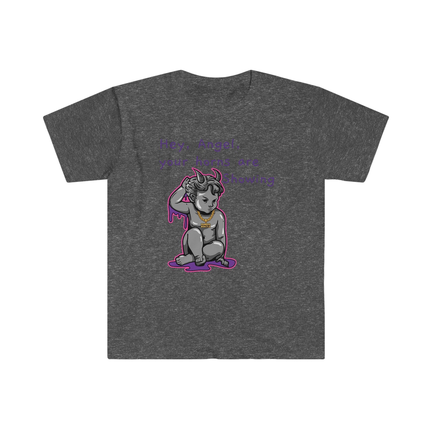 Unisex Softstyle T-Shirt, Horns, demon, gangster, statue, hustle