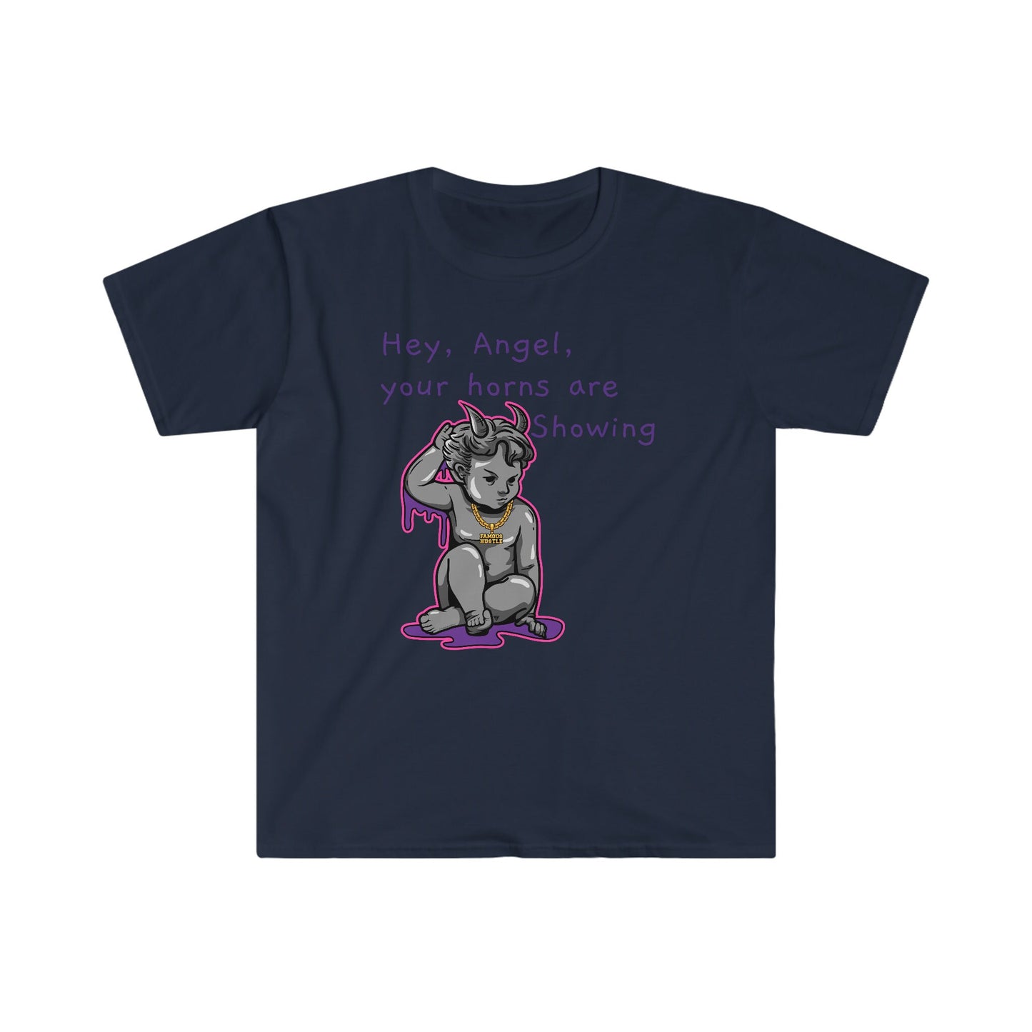 Unisex Softstyle T-Shirt, Horns, demon, gangster, statue, hustle
