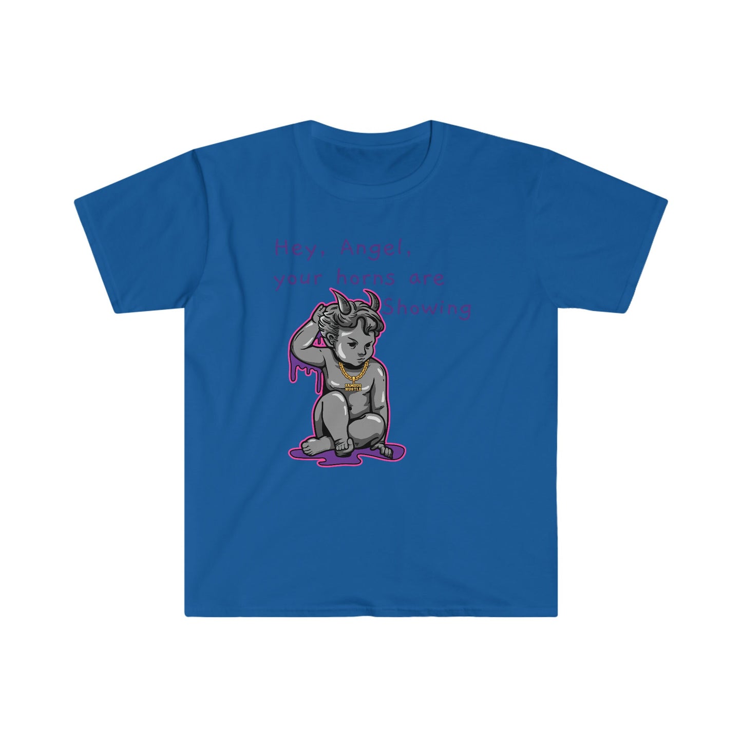 Unisex Softstyle T-Shirt, Horns, demon, gangster, statue, hustle