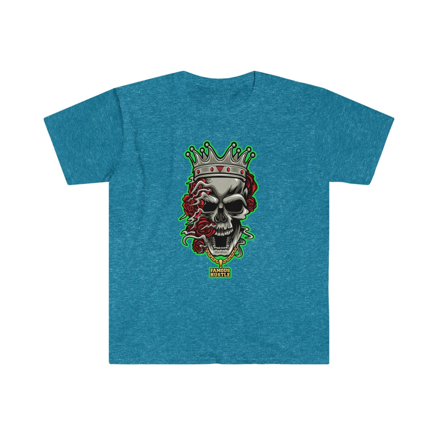 Unisex Softstyle T-Shirt, skull, roses, hustle, famous, flower, rose