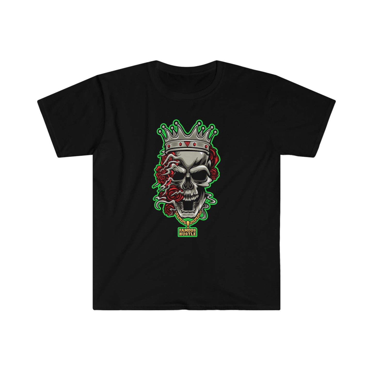 Unisex Softstyle T-Shirt, skull, roses, hustle, famous, flower, rose