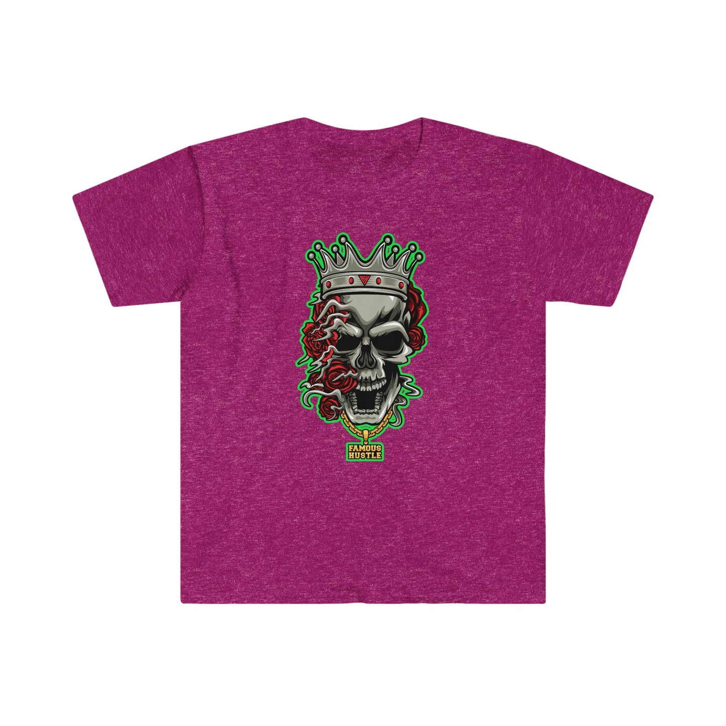 Unisex Softstyle T-Shirt, skull, roses, hustle, famous, flower, rose