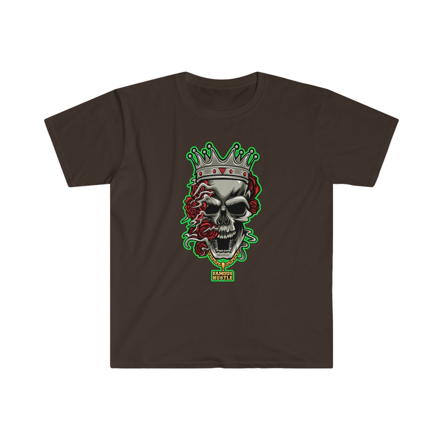 Unisex Softstyle T-Shirt, skull, roses, hustle, famous, flower, rose