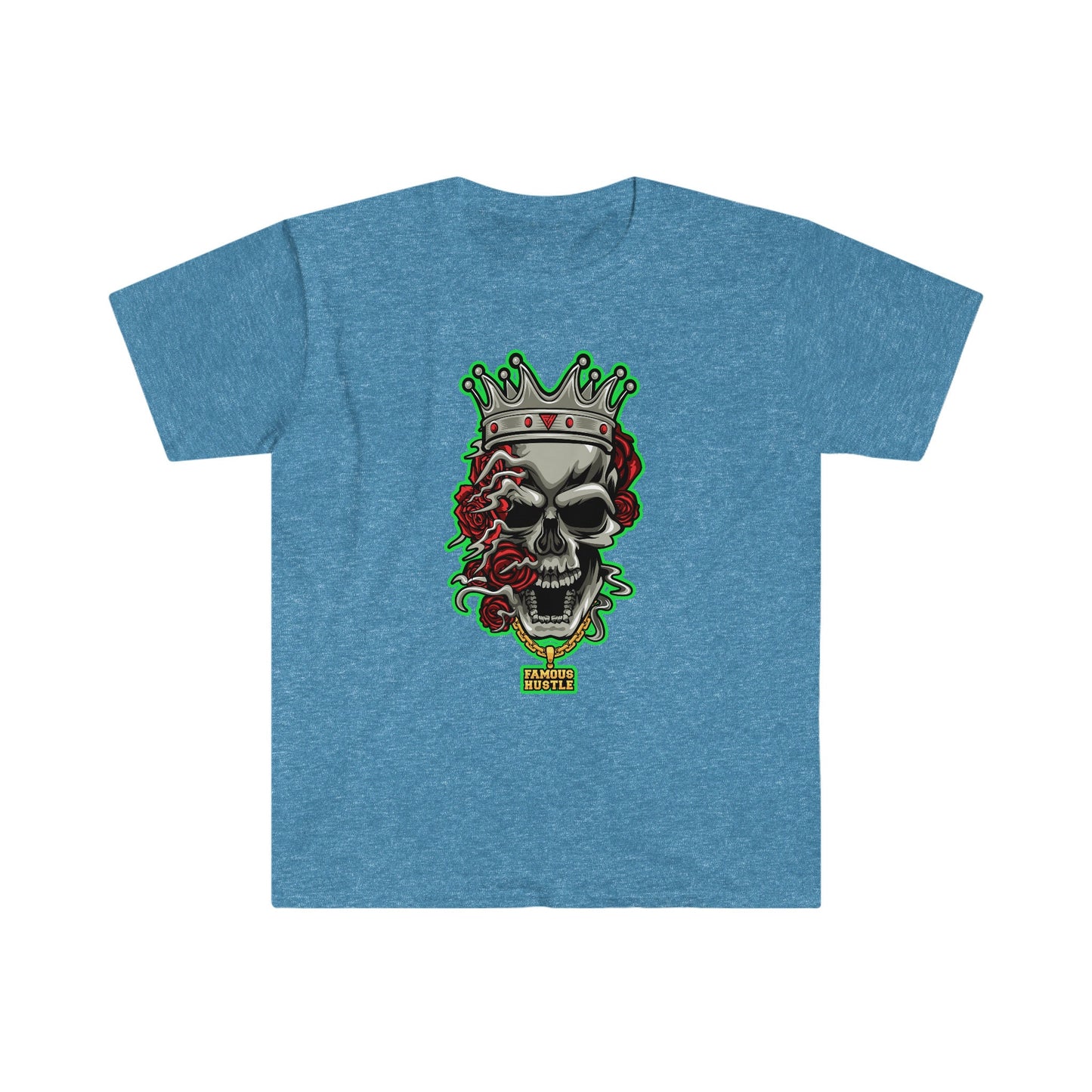Unisex Softstyle T-Shirt, skull, roses, hustle, famous, flower, rose
