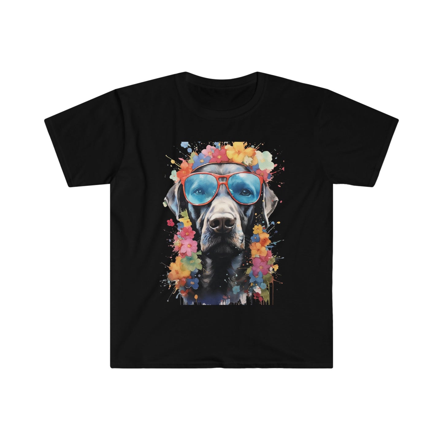 Dog with flowers, dog with glasses, dog, flower crown, Weimaraner with glasses and a flower crown